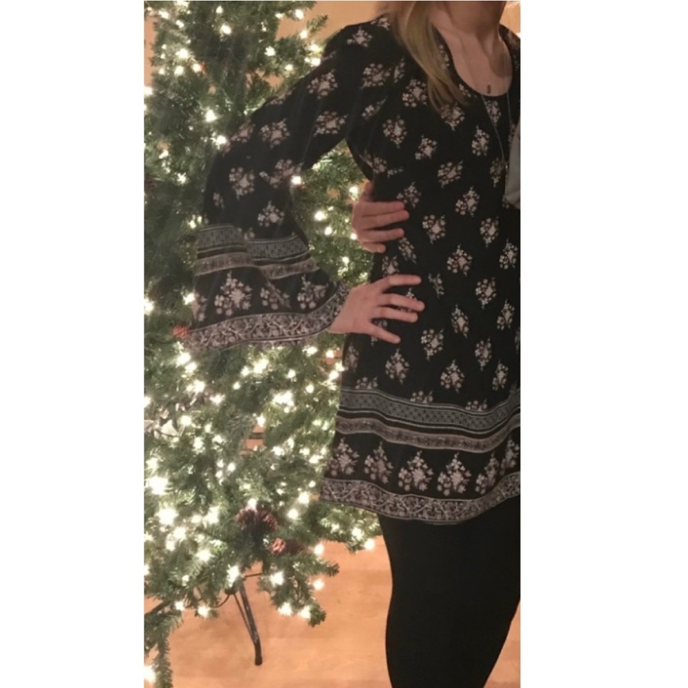 Xhilaration black Boho dress with flowers-small
